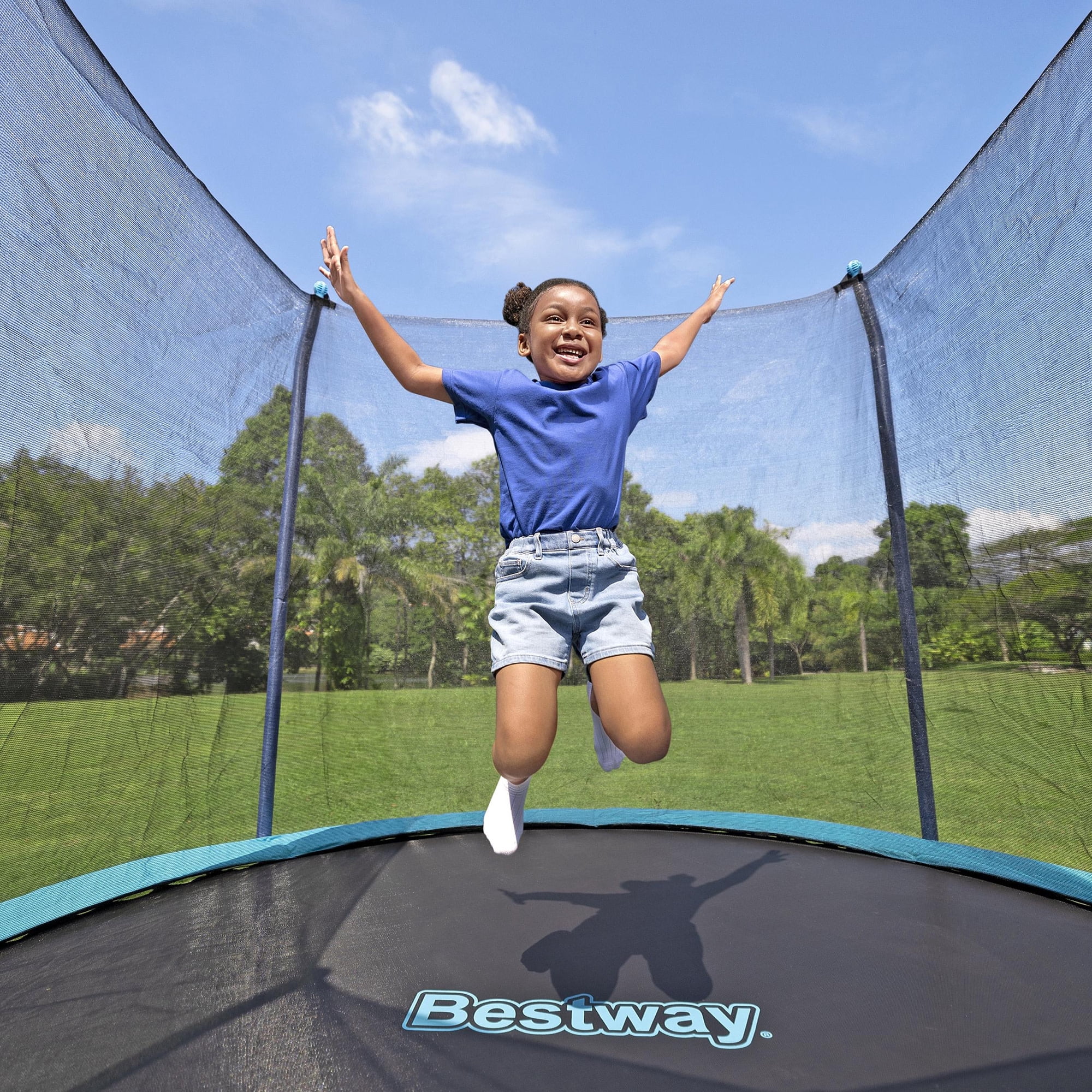Bestway Xtreme Air 10 ft Trampoline for Kids & Adults, No-Gap Enclosure, Foam-Padded Poles