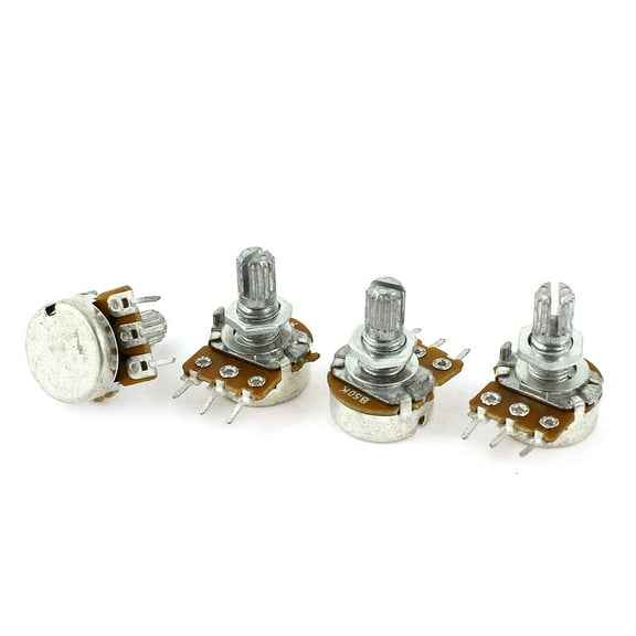 Unique Bargains 4 Pcs Type B Single Linear Knurled Shaft 3 Terminals Potentiometers 50K Ohm
