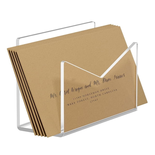 Acrylic Mail Holder, Mail Organizer Countertop 2.5 inch Wide Self Standing Base Durable for Family
