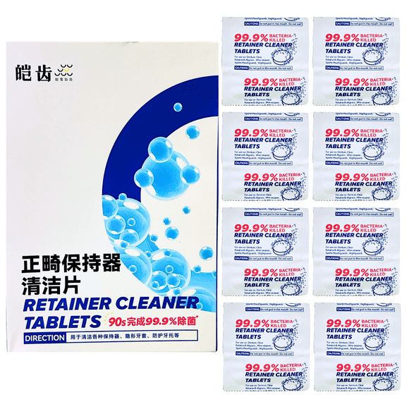 30 Pastillas Limpieza Retenedores Dentadura Protector Bucal Té fresco