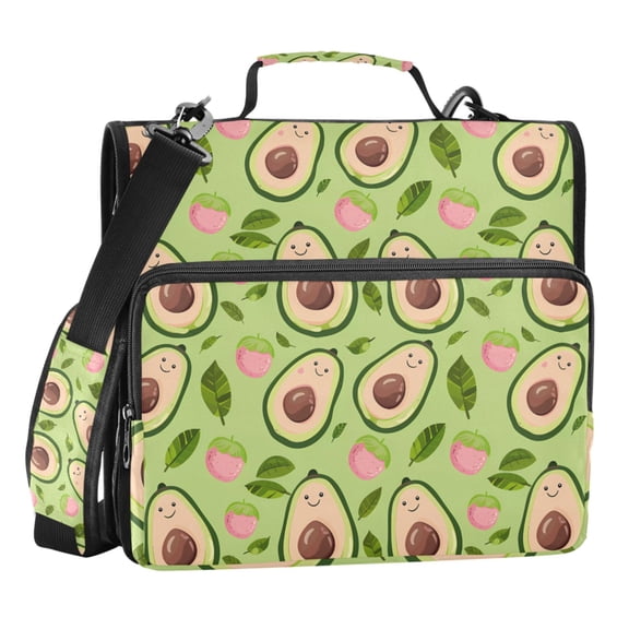 ALAZA Zipper Binder Avocado and Cute Strawberry 3 Ring Trapper Keeper File Folder Organizer Bag
