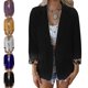 thumbnail image 5 of Blazer De Solapa Con Pu?os De Leopardo, Bolsillos Laterales De Color Sólido Blazer De Mujer Suave De Manga Larga Para Ir De Compras A La Oficina ANGGREK Otros, 5 of 5