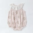 thumbnail image 4 of Likimi Girls Jumpsuit Floral Print Short Sleeve Square Neck Casual Soft Bodysuits Pink Size 0-3 Months, 4 of 9
