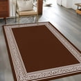 thumbnail image 3 of Coffee Brown Greek Key Large Area Rugs for Bedroom Living Room, Soft Non Slip Carpet Bedside Rug, Geometric Greece Ancient Farmhouse Geo Rectangular Floor Cover Kitchen Accent Rug 4'x6' for Office, 3 of 9