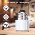 thumbnail image 2 of DEWENWILS 4 Pack 2 & 3 Prong Light Socket to Plug Adapter, E26/E27 Light Bulb Outlet Socket Adapter, White, 2 of 7