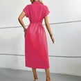 thumbnail image 4 of LOVZFMLL Robe Cardigan à Manches Courtes et Col Rabattu pour Femmes, Mode, Rose Vif, Taille g, 4 of 5