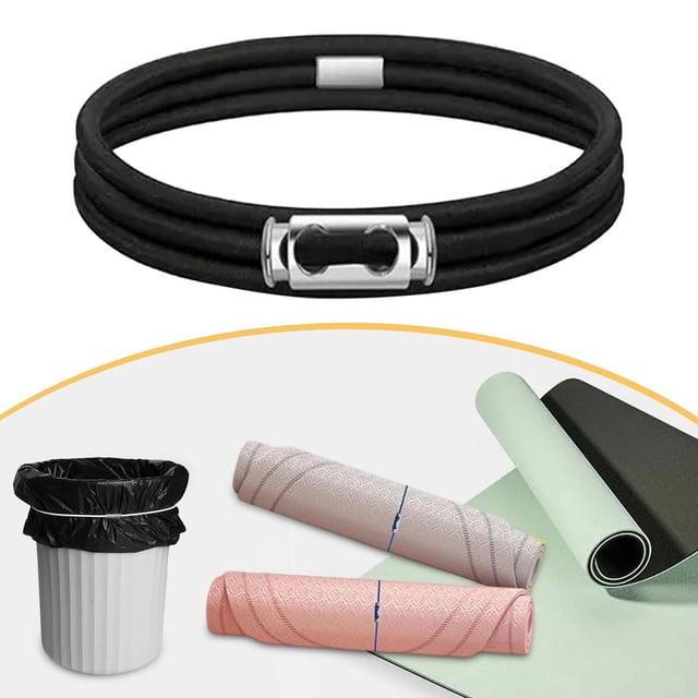 Elodie Trash Can Rubber Band Adjustable Garbage Can Band for Office Tablecloth Yard black 140cm