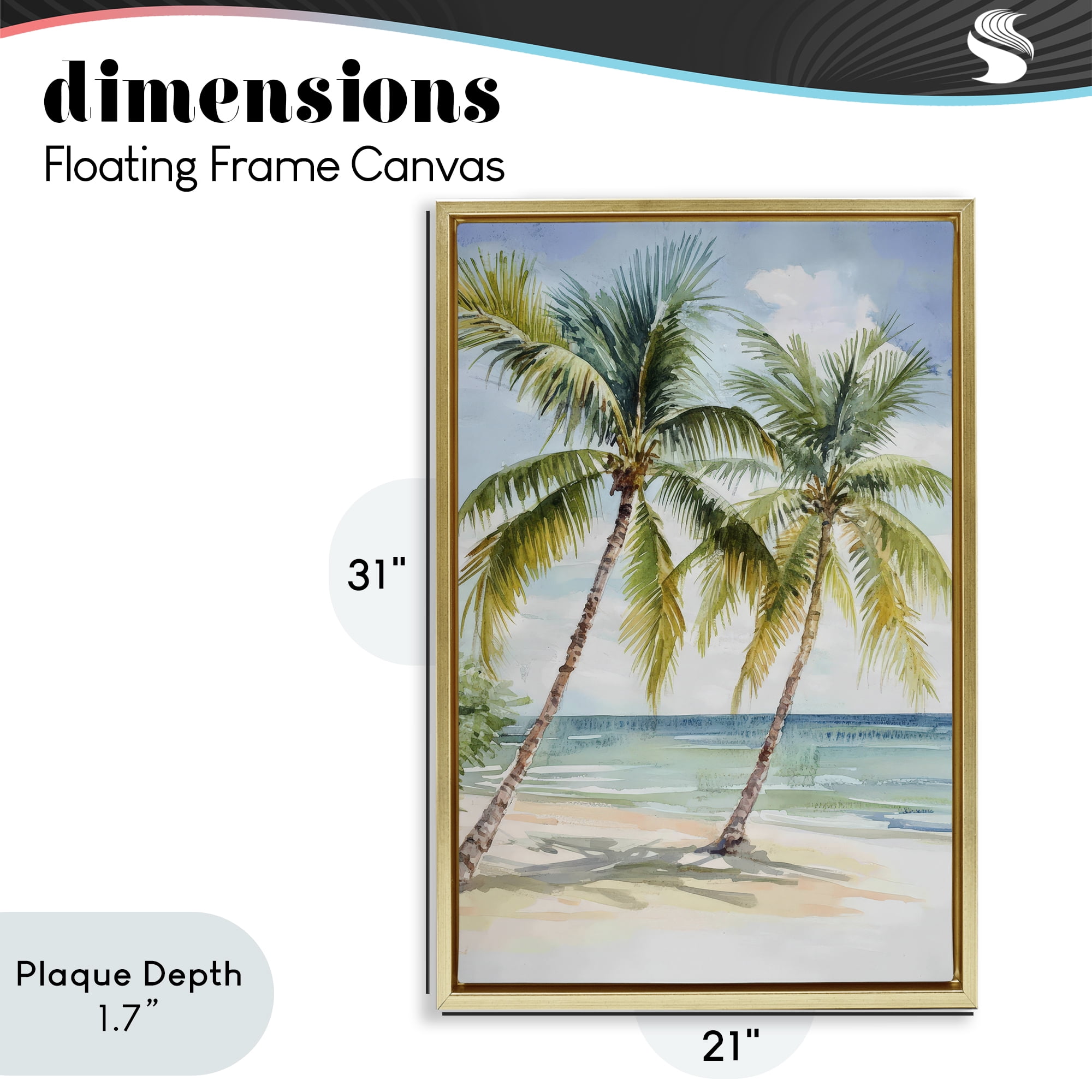 Stupell Industries Shady Palm Beach Escape Gold Framed Floater Canvas Wall Art, design by Petal Prints Design
