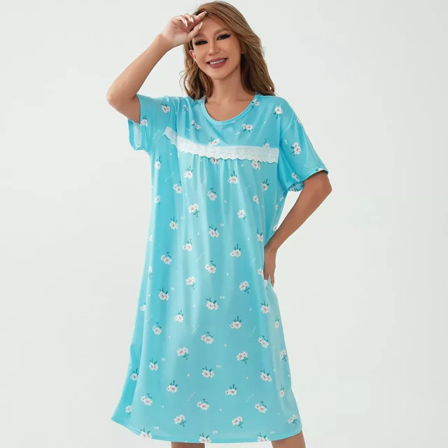 Camisón Con Diseno Floral Frescos Pijama Verano Mujer