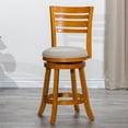 thumbnail image 2 of Cfowner 24" Counter Height Slat Back Swivel Stool, Natural Finish, Beige Fabric Seat, 2 of 6