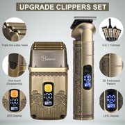 HATTEKER Electric Shaver & Hair Clipper 4-in-1 for Men, Cordless Foil Shaver Professional Beard Trimmer Nose Hair Trimmer Grooming Kit LED Display