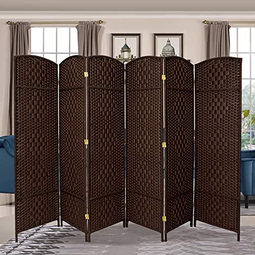 RHF 6 ft. Tall- 19" X Wide-Diamond Weave Fiber Room Divider,Double Hinged,6 Panel Room Divider/Screen, Room Dividers and Folding Privacy Screens 6 Panel, Freestanding Room Dividers