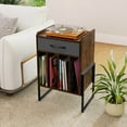 thumbnail image 2 of Costway Record Player Stand Turntable Stand with Drawer & Record Holder Display Shelf Rustic Brown & Gray, 2 of 9