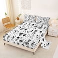 thumbnail image 2 of Castle Fairy Gothic Spooky Skeleton Bed Sheets 4-Piece,Sugar Skull Stars Pattern Full Size Sheets,White Offwhite,1 Fitted Sheet,1 Flat Sheet and 2 Pillowcases, 2 of 6