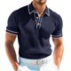 thumbnail image 2 of Camisas Casuales de Manga Corta de los Hombres de 3 Botones con Collar de Solapa, Blusa de Verano Transpirable, 2 of 9