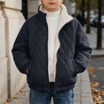 thumbnail image 2 of DJDLJWCJ Boys Winter Coat Fleece Lined Thicken Warm Quilted Jacket Solid Color Comforty Down Jacket Black Size 7, 2 of 9