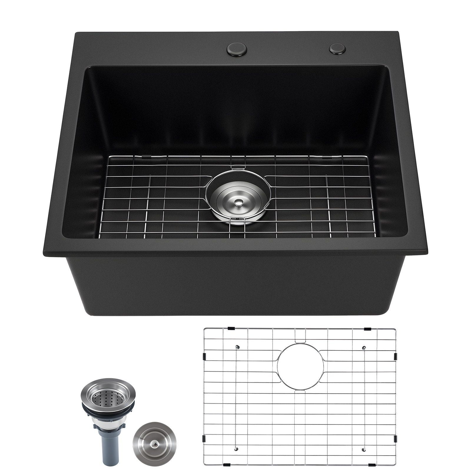 VALISY Black Bar Sink Drop In, 15x20 Inch Kitchen Sink Stainless Steel Small Topmount Workstation Kitchen Bar Sink, Single Bowl Kitchen Sink For Office Laundry Wet Bar Prep RV Outdoor Yard - View #2