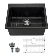 25 inch Granite Kitchen Sink Top Mount Single Bowl Drop-In - Black Composite RV Bar Sink