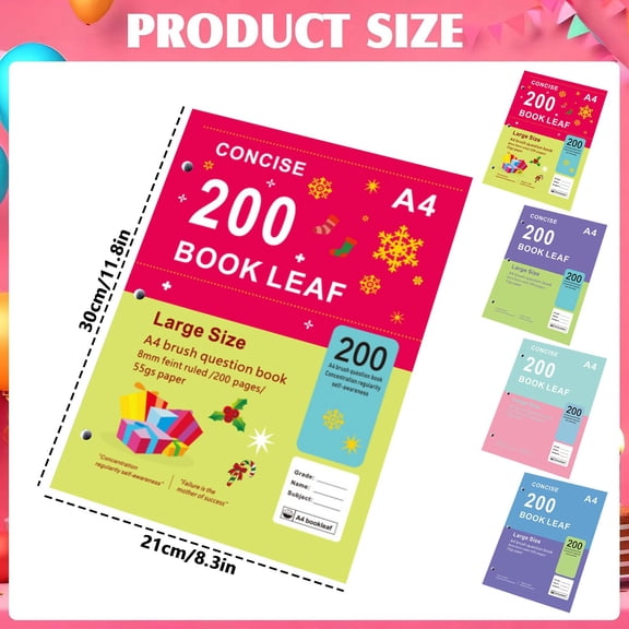 A4 Blank Notebook 200 Pages 55gsm Smooth Paper Unlined Writing Journal Sketchbook for Home Office Assorted Covers - Red-Green