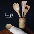 thumbnail image 5 of The Art Box 6 inch Black Wooden Utensil Holder Fork Turner Spoon Spatula Holder for Kitchen Mango Wood Utensils Countertop Holder Home Kitchen Decor Organizer Tool, 5 of 6