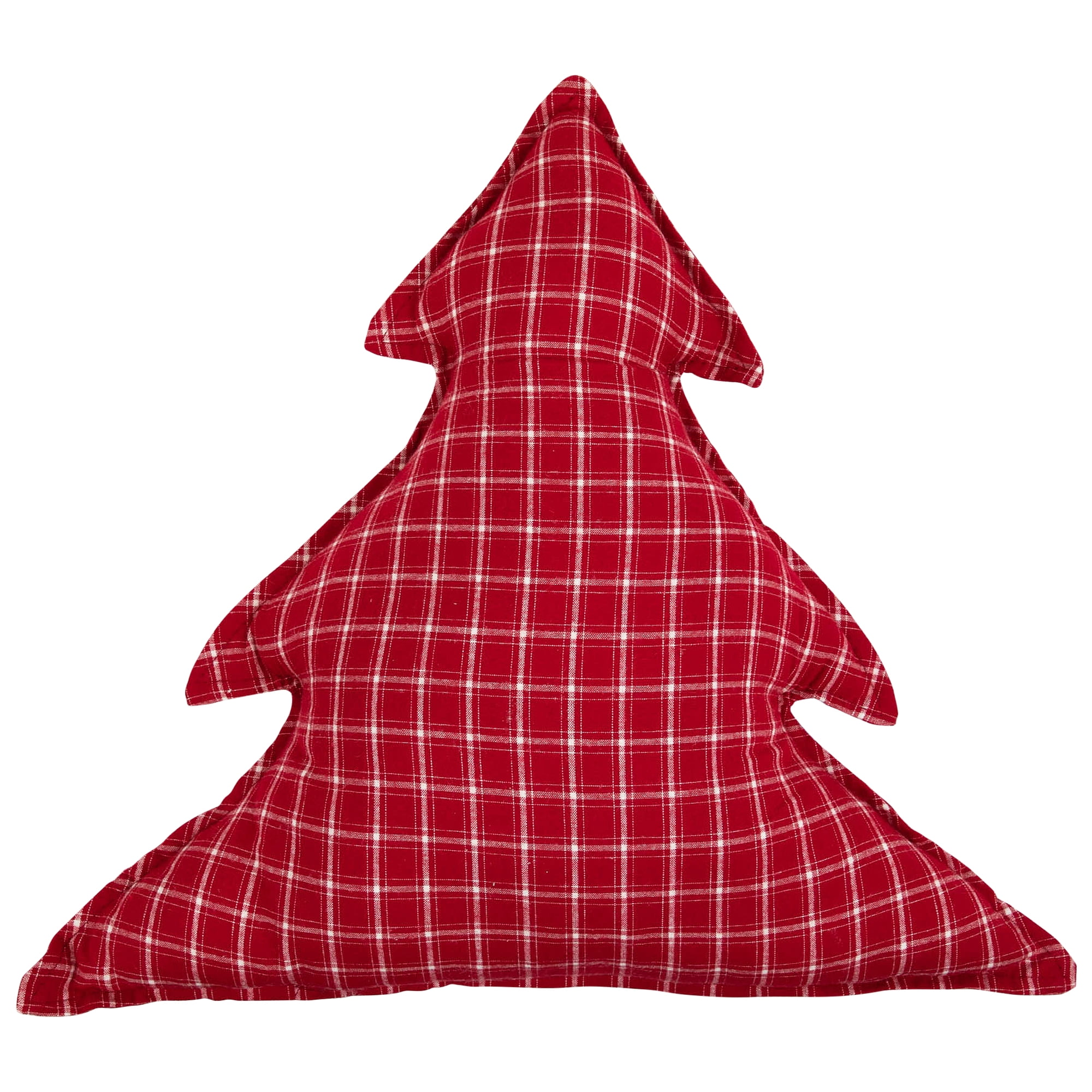 Plaid Tree Christmas Throw Pillows - 17" x 14.5" - Red and White - Set of 2