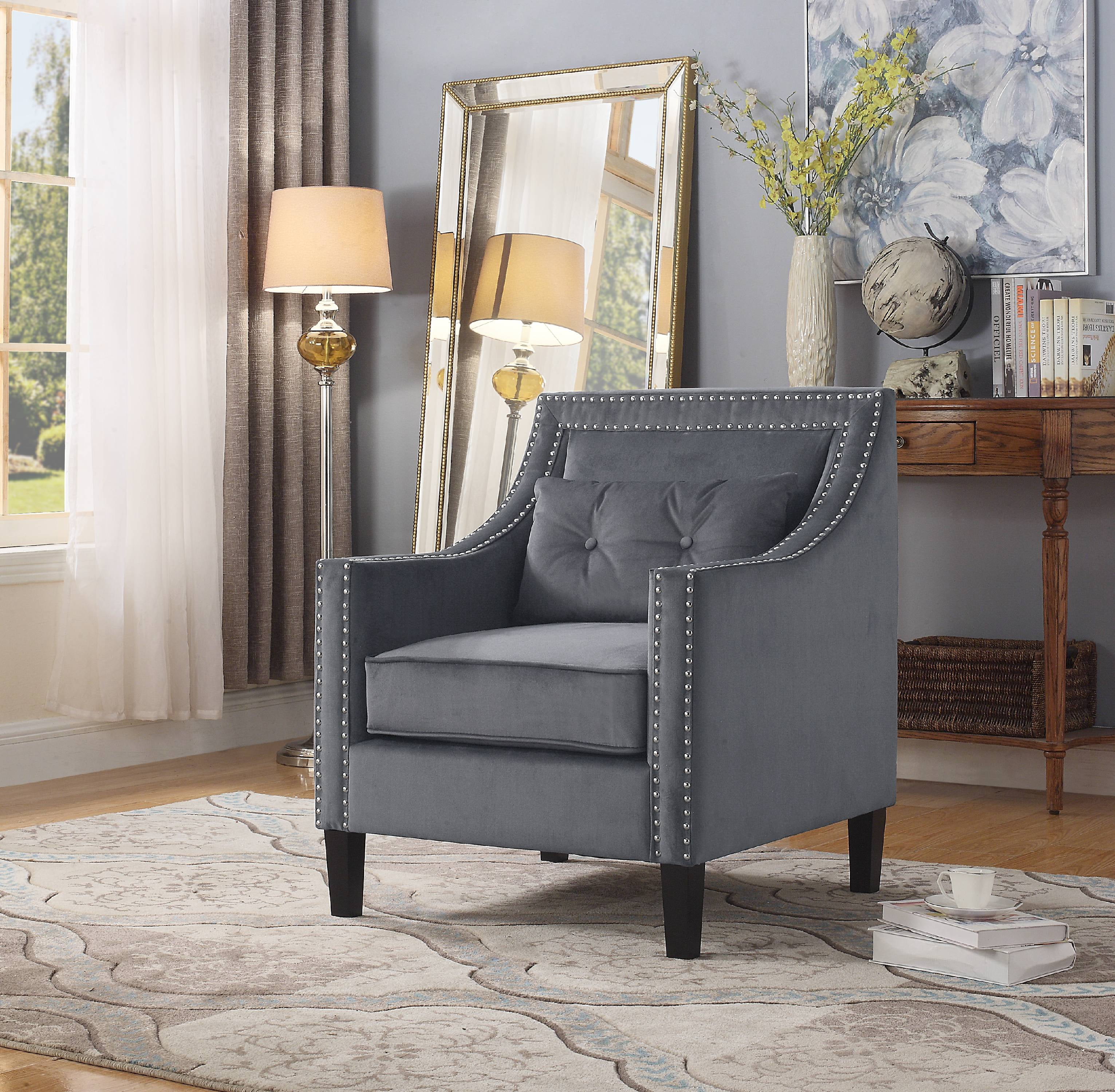 Best Master Furniture Edinburgh Suede Accent Arm Chair, Grey Walmart