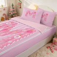 thumbnail image 2 of Manfei Initial Zipper Twin Comforter Sets with Fitted Sheet and 2 Pillowcases Christmas Zipper Bedding Set, Pink N, Pink Reversible, 2 of 7