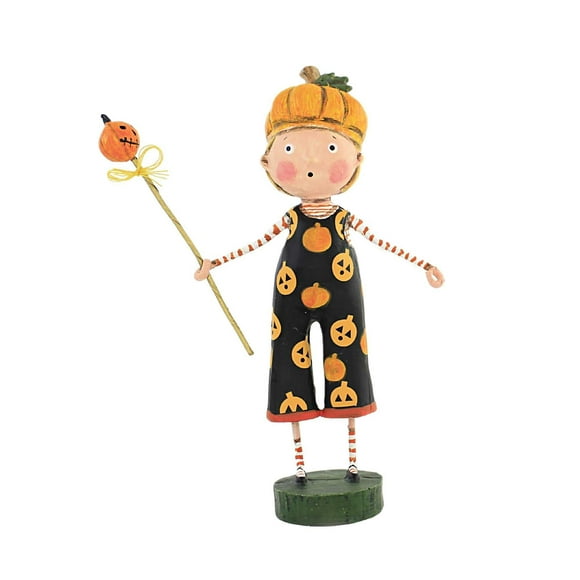 Lori Mitchell Pumpkin Patches, 7.0'', Polyresin, Halloween Figurine, Holiday Figurines, 14476, Orange, 7.0Hx5.25Wx1.75D''