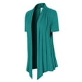 thumbnail image 3 of MixMatchy Women's [Made in USA] Solid Jersey Knit Short Sleeve Open Front Draped Cardigan (S-3XL), 3 of 5
