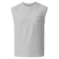 thumbnail image 3 of Muscle Shirt for Men Sleeveless Crew Neck Solid Color Sports Athletic Pullover Tee with Pocket Fathers Gift, 3 of 8