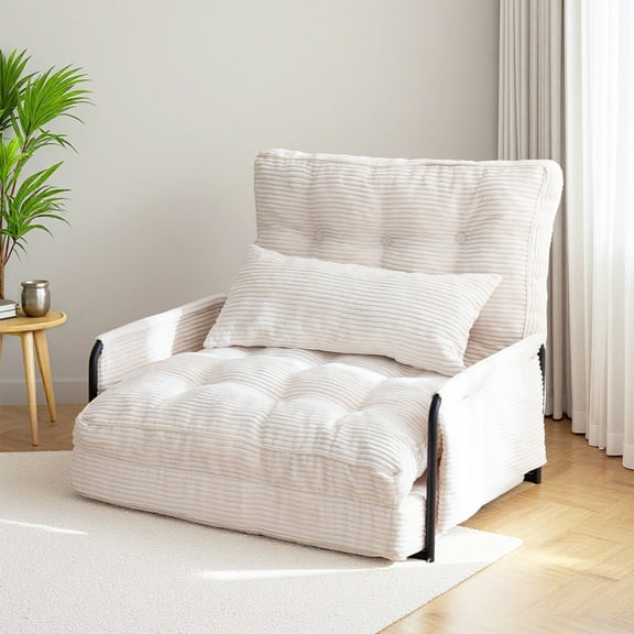 GOODONE Convertible Floor Sofa,Bean Bag Sofa with Pillows,Multifunctional Lazy Sofa with Pillows,Adult Reading Chair,Suitable for Bedroom or Living Room,Beige,Single