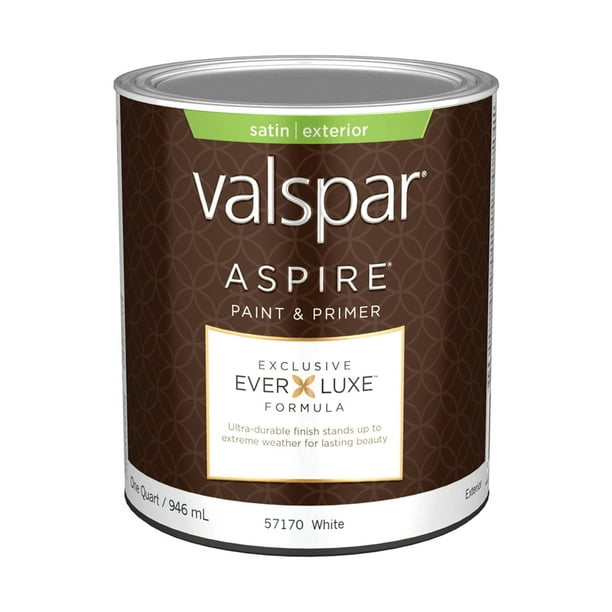 Valspar Aspire Satin Basic White Acrylic Latex Paint and Primer 1 qt. Case Of 4
