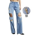 thumbnail image 3 of PAOLA RIBONI Baggy Mid Waisted Wide Leg Jeans for Woman Trendy, Inelastic Loose Fit Ripped Denim Jeans Distressed Denim Pants, 3 of 10
