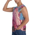thumbnail image 3 of Fotbe Men's Pink Parrot Tropical Blossoms Print Men's Sleeveless Muscle Tank Tops Casual T-Shirts for Gym Workout Beach-Small, 3 of 8
