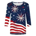 thumbnail image 4 of VKOYWKM 3/4 Sleeve Tops for Women, 4th of July Shirts Patriotic American Flag Tops Casual Crew Neck Star Stripe Graphic Tees Three Quarter Length Blouse, 4 of 5
