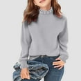 thumbnail image 2 of Sweaters For Teens Preppy Toddler Teen Girl Knit Sweater Turtleneck Blouse Pullover Cute Long Sleeve Tops Casual Loose Soft Sweaters Clothes, 2 of 9