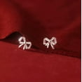 thumbnail image 4 of K-KED 925 Sterling Solid Silver Zircon Bow Shape Crystal Stud Earrings, 4 of 6