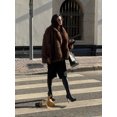 thumbnail image 5 of Abrigo de piel sintética esponjosa con solapa de Chocolate para mujer, chaqueta acolchada gruesa de manga larga, ropa de abrigo cálida elegante, otoño e invierno, nuevo, 5 of 5