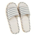 thumbnail image 2 of Qertyioot Pantoufles d'Intérieur en Solde Mode Couple Décontracté Lin Tête Ronde Rayée Confortables Chaussures Décontractées, 2 of 4