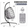 thumbnail image 3 of RADIATA Outdoor Foldable Hanging Egg Chair with Stand, PE Wicker Indoor Outdoor Swing Chair with 5" Cushion and Headrest, 350 lbs Capacity, Light Gray, 3 of 10