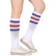 thumbnail image 2 of par de calcetines de tubo retro de algodón con rayas triples clásicas sobre la pantorrilla de 37 cm para hombres y mujeres, 2 of 4