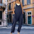 thumbnail image 4 of Monos Casuales Monos casuales para mujer Traje de diario sin mangas con ajuste holgado elástico (Azul marino XL) Cgtredaw para Mujer Azul marino T S, 4 of 6