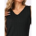 thumbnail image 4 of DARING DIVA Women's Pajamas Loungewear Knit V Neck Tank Tops with Pants Set Black S, 4 of 6