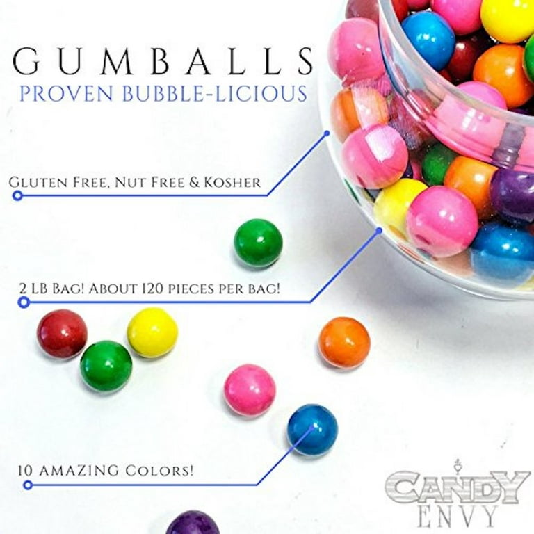Candy Envy White Gumballs, 2 lb. Bag, Large 1 inch Gum Balls