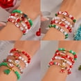thumbnail image 2 of Top-keivon Christmas Beaded Bracelet - Santa Claus, Snowflakes, Red & Green Beads - Stackable Holiday Party Jewelry for Christmas, New Year's Bracelet, 2 of 11