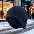 thumbnail image 5 of Fuzz Ear Flap Beanie Hat for Men Thermal Windproof Winter Skull Cap with Ear Covers Navy Free Size, 5 of 6