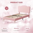 thumbnail image 2 of Upholstered Twin Size Bed Frame with Scallop Headboard, Cute Velvet Twin Bed , Sturdy Platform Bed, No Box Spring Needed, Wooden Slats, Noise Free, Pink, 2 of 9