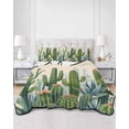 thumbnail image 3 of Green Cactus Full Size Down Alternative Comforter, Lightweight Comforter Quilt Bedding Set with Pillow Shams Watercolor Summer Botanical Beige All Seasons Bed Comforter Duvet Insert 78"x90", 3 of 7