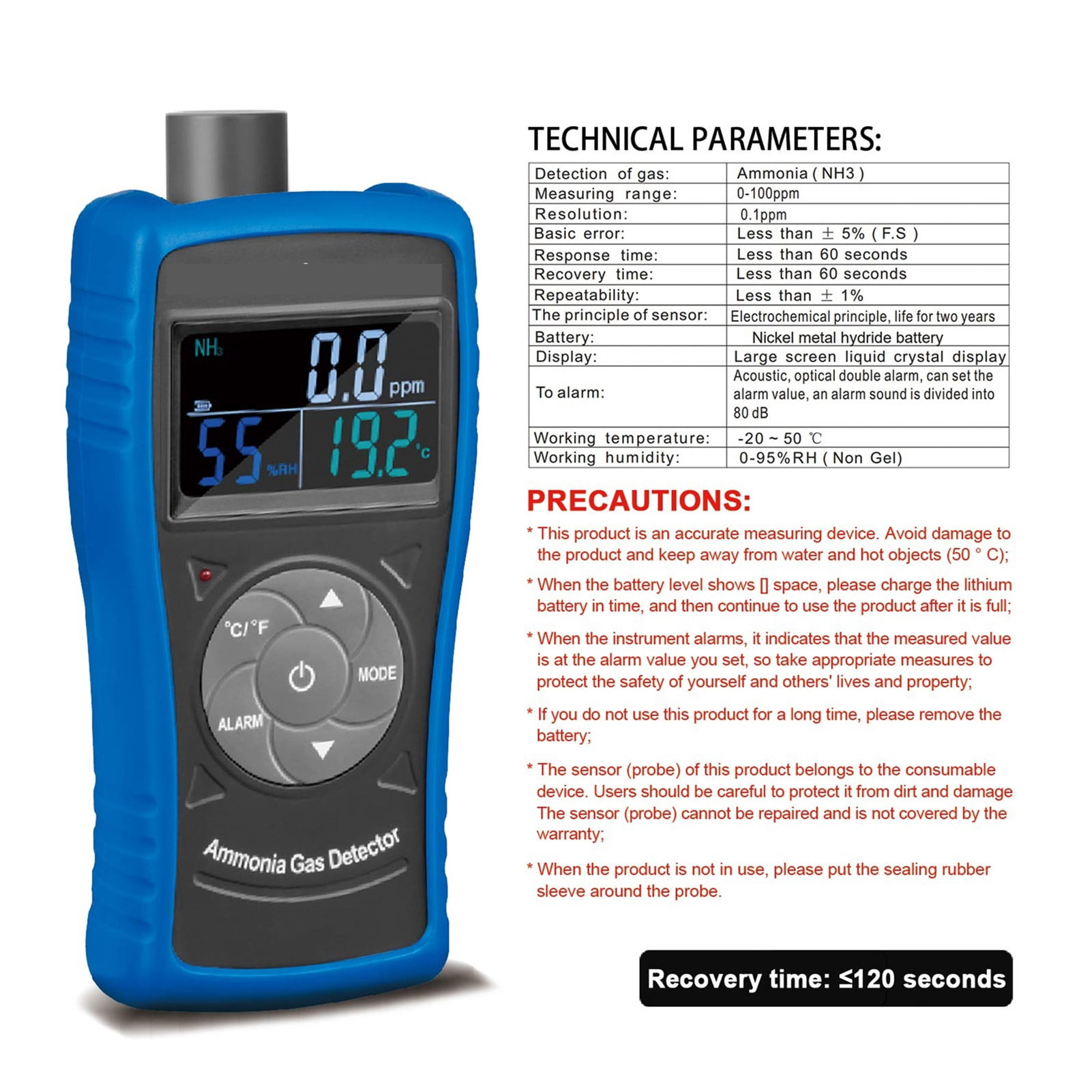 Hp-5800G Ammonia Gas Detector Tester Monitor,Particle Detector Professional Meter For Industry,Home,Factory,Air Purifier Quality