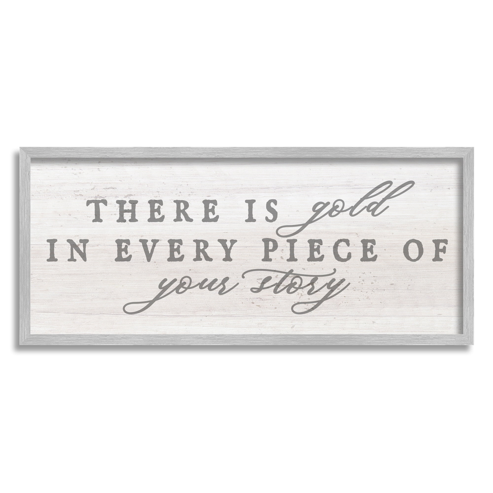 Stupell Industries Gold In Your Story Inspirational Motivating Typography Graphic Art Gray Framed Art Print Wall Art, Design by Daphne Polselli